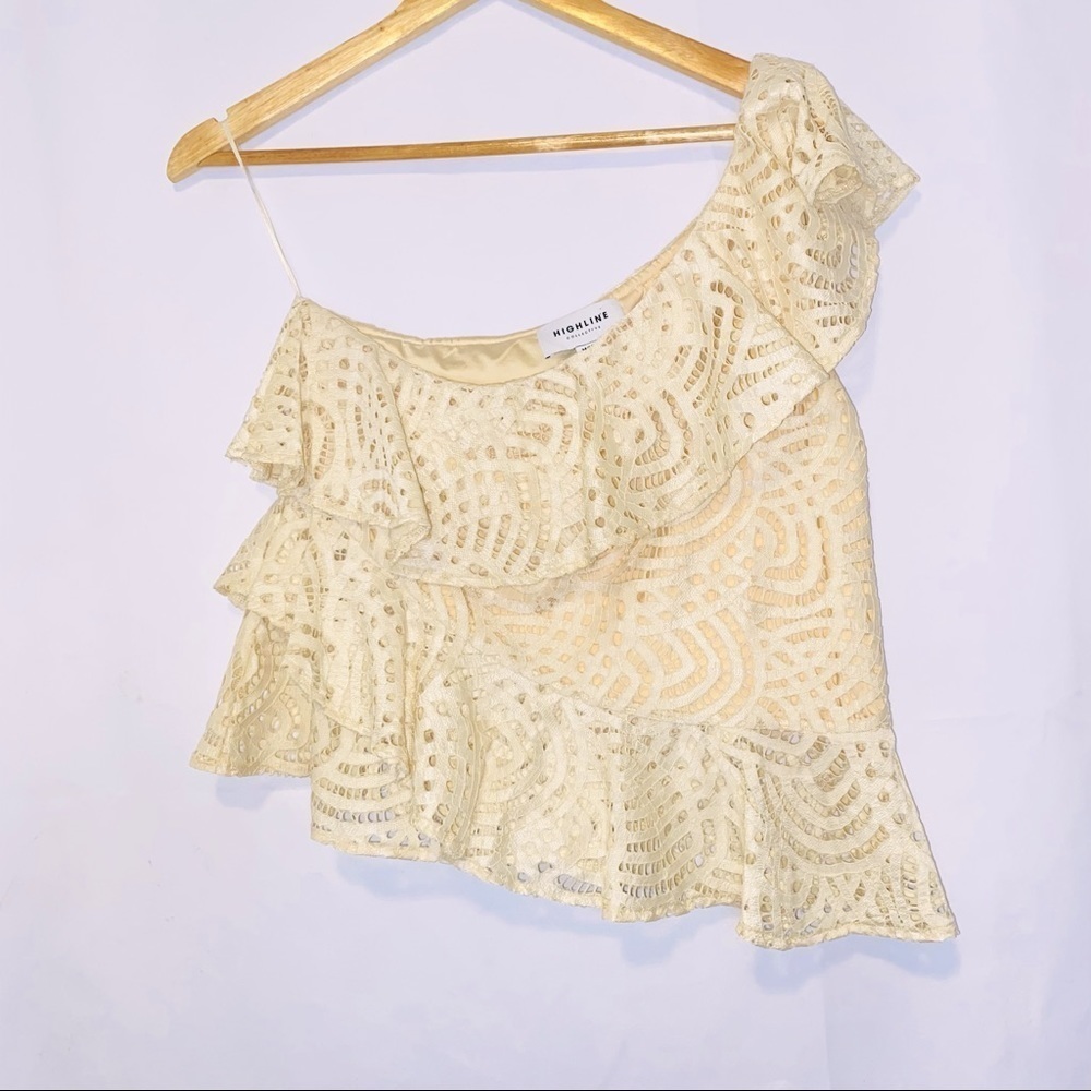 NWOT Highline Collective Tiered Lace One Shoulder Top Size Medium